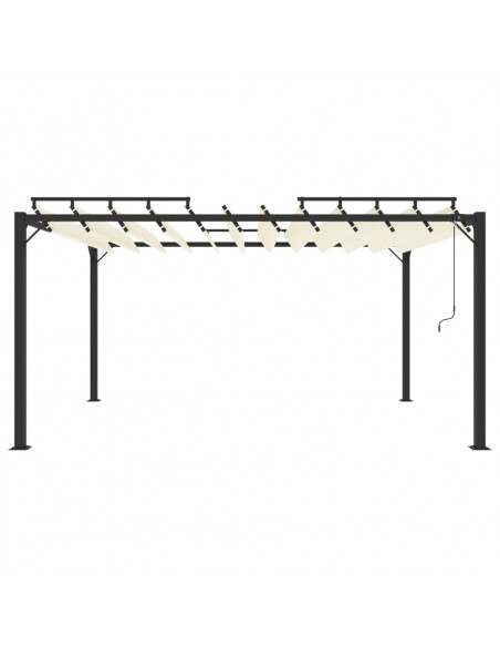 Gazebo con Tetto a Lamelle 3x4 m in Tessuto Crema e Alluminio