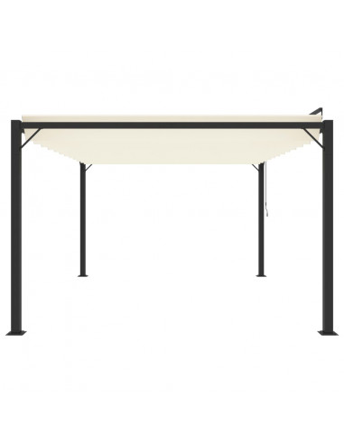 Gazebo con Tetto a Lamelle 3x4 m in Tessuto Crema e Alluminio