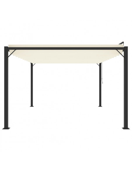 Gazebo con Tetto a Lamelle 3x4 m in Tessuto Crema e Alluminio