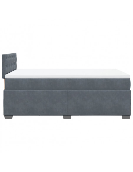 Giroletto a Molle con Materasso Grigio Scuro 120x190 cm Velluto