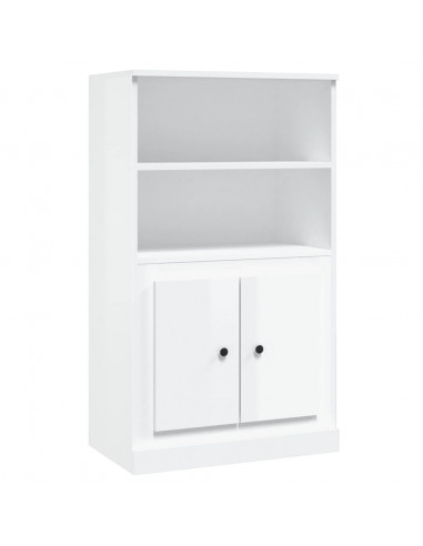 Credenza Bianco Lucido 60x35,5x103,5 cm in Legno Multistrato
