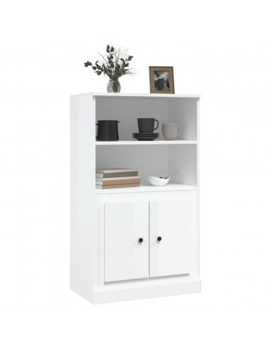 Credenza Bianco Lucido 60x35,5x103,5 cm in Legno Multistrato