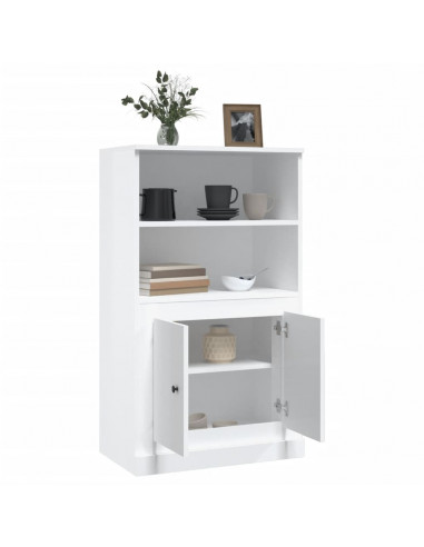 Credenza Bianco Lucido 60x35,5x103,5 cm in Legno Multistrato