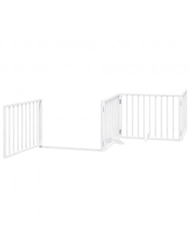 Cancello Cani Porta Pieghevole Bianco 6 Pannelli 480 cm Pioppo