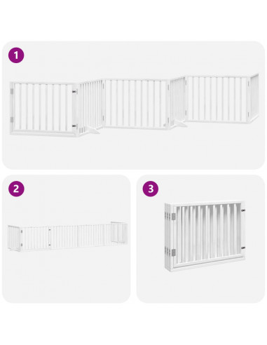 Cancello Cani Porta Pieghevole Bianco 6 Pannelli 480 cm Pioppo
