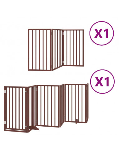 Cancello Cani Porta Pieghevole Marrone 9 Pannelli 450cm Pioppo