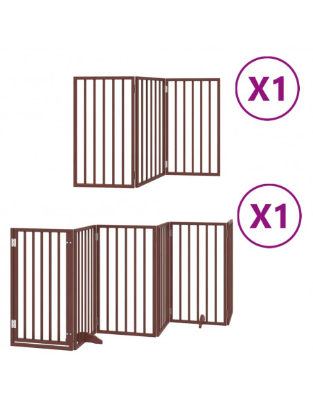 Cancello Cani Porta Pieghevole Marrone 9 Pannelli 450cm Pioppo