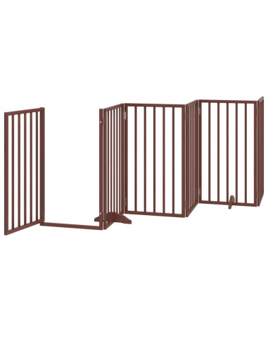 Cancello Cani Porta Pieghevole Marrone 9 Pannelli 450cm Pioppo