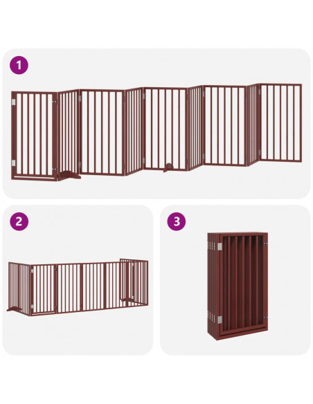 Cancello Cani Porta Pieghevole Marrone 9 Pannelli 450cm Pioppo