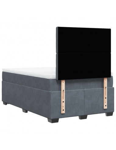 Giroletto a Molle con Materasso Grigio Scuro 120x190 cm Velluto