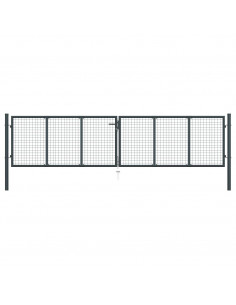 Cancello per Giardino in Acciaio Zincato 400x125cm Grigio 2