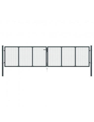 Cancello per Giardino in Acciaio Zincato 400x125cm Grigio
