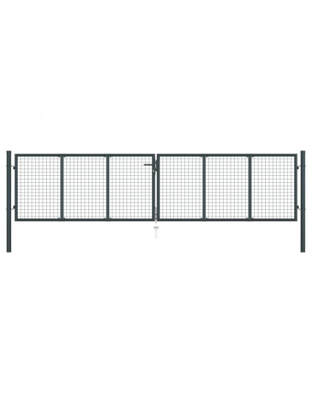 Cancello per Giardino in Acciaio Zincato 400x125cm Grigio