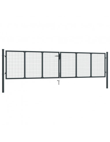 Cancello per Giardino in Acciaio Zincato 400x125cm Grigio