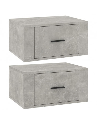 Comodini a Muro 2 pz Grigio Cemento 50x36x25 cm