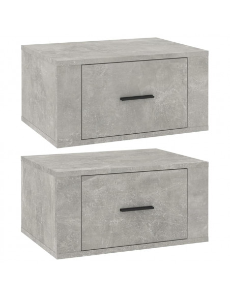 Comodini a Muro 2 pz Grigio Cemento 50x36x25 cm
