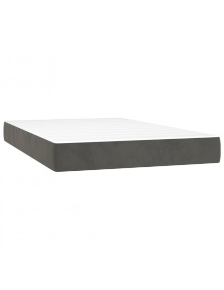 Giroletto a Molle con Materasso Grigio Scuro 120x200 cm Velluto