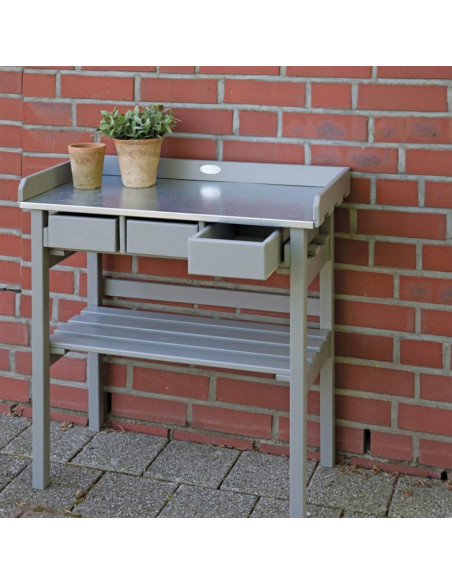 Esschert Design Banco da Lavoro da Giardino Grigio CF29G