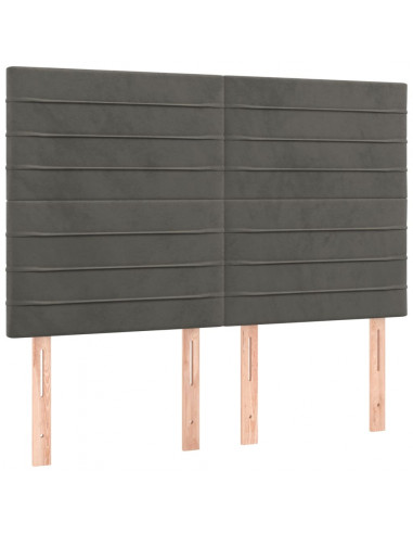 Giroletto a Molle con Materasso Grigio Scuro 140x190 cm Velluto