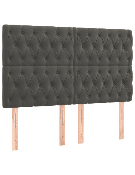 Giroletto a Molle con Materasso Grigio Scuro 140x190 cm Velluto