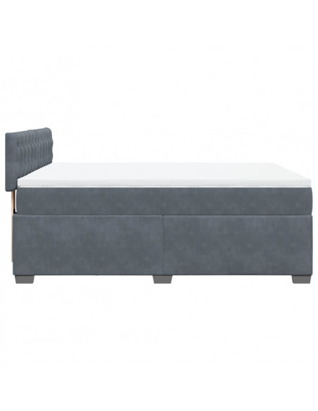 Giroletto a Molle con Materasso Grigio Scuro 140x190 cm Velluto