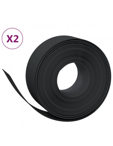 Bordature da Giardino 2 pz Nere 10 m 20 cm in Polietilene