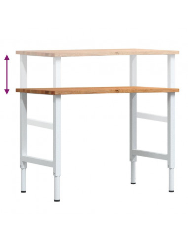 Banco Lavoro Marrone Chiaro 100x60x(71,5-98) cm Legno di Rovere