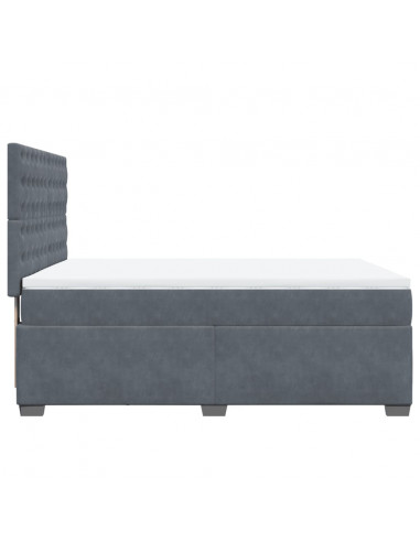 Giroletto a Molle con Materasso Grigio Scuro 140x200 cm Velluto