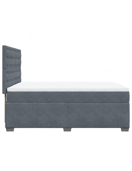 Giroletto a Molle con Materasso Grigio Scuro 140x200 cm Velluto