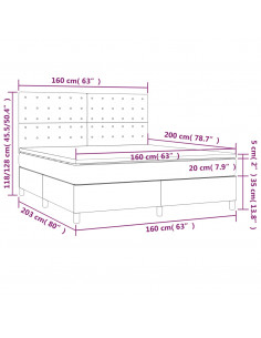 Giroletto a Molle con Materasso Grigio Scuro 160x200 cm Tessuto 2