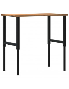 Banco Lavoro Marrone Chiaro 100x60x(71,5-98) cm Legno di Rovere 2