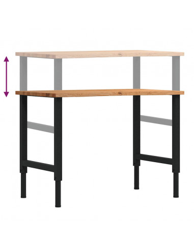 Banco Lavoro Marrone Chiaro 100x60x(71,5-98) cm Legno di Rovere