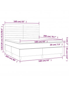 Giroletto a Molle con Materasso Grigio Scuro 160x200 cm Tessuto 2