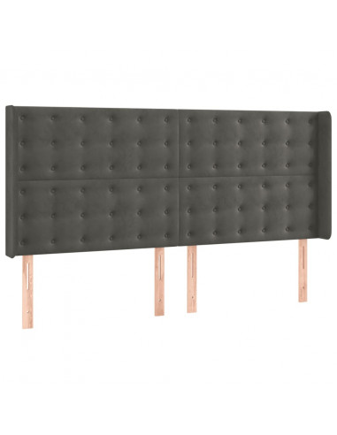 Giroletto a Molle con Materasso Grigio Scuro 160x200 cm Velluto