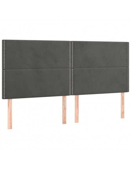 Giroletto a Molle con Materasso Grigio Scuro 160x200 cm Velluto
