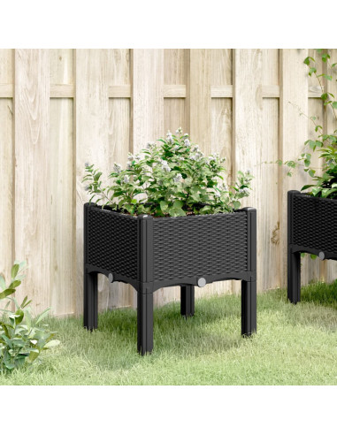 Fioriera da Giardino con Gambe Nera 40x40x42 cm in PP
