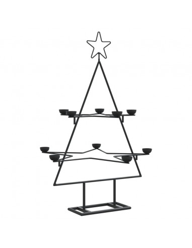Albero di Natale Decorativo in Metallo Nero 75 cm