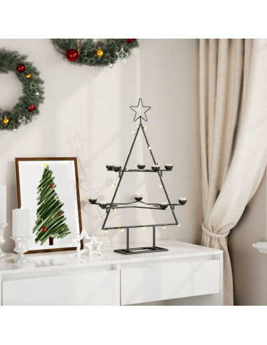 Albero di Natale Decorativo in Metallo Nero 75 cm