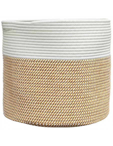 Cestino Portaoggetti Marrone e Bianco Ø40x35 cm in Cotone