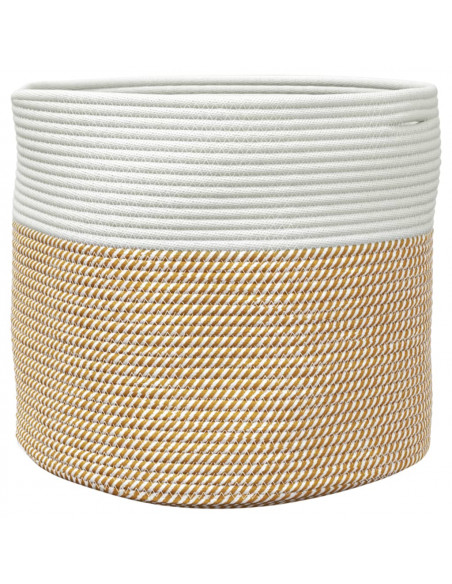 Cestino Portaoggetti Marrone e Bianco Ø40x35 cm in Cotone
