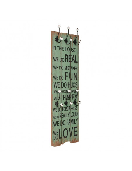 Appendiabiti da Parete con 6 Ganci HAPPY LOVE 120x40 cm