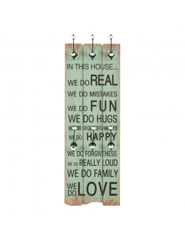 Appendiabiti da Parete con 6 Ganci HAPPY LOVE 120x40 cm