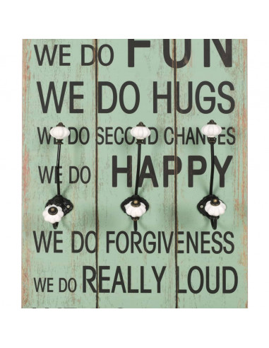 Appendiabiti da Parete con 6 Ganci HAPPY LOVE 120x40 cm