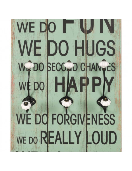 Appendiabiti da Parete con 6 Ganci HAPPY LOVE 120x40 cm