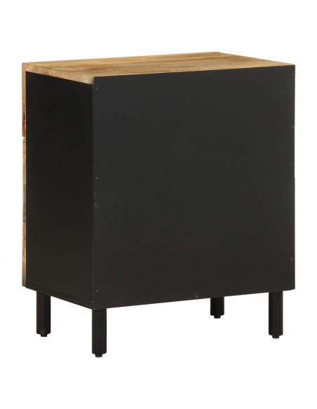 Comodino Nero 50x33x60 cm in Legno Massello di Mango Grezzo