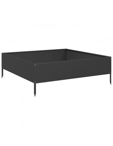 Fioriera Rialzata da Giardino Nera 100x100x33,5 cm in Acciaio