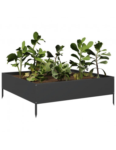 Fioriera Rialzata da Giardino Nera 100x100x33,5 cm in Acciaio