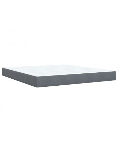 Giroletto a Molle con Materasso Grigio Scuro 180x200 cm Velluto