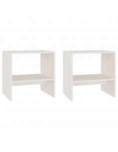 Comodini 2 pz Bianchi 40x30,5x40 cm in Legno Massello di Pino 2