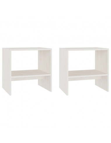 Comodini 2 pz Bianchi 40x30,5x40 cm in Legno Massello di Pino